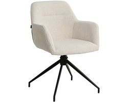 CLP Merlinda Eetkamerstoel - met armleuningen - 180° draaibare - klassiek - in teddy-stoffering - Stof/creme