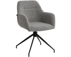 CLP Merlinda Eetkamerstoel - met armleuningen - 360° draaibare - klassiek - in teddy-stoffering - Stof/grijs