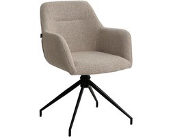 CLP Merlinda Eetkamerstoel - met armleuningen - 360° draaibare - klassiek - in teddy-stoffering - Stof/taupe