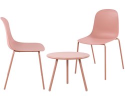 CLP Mindin tuinset - voor de tuin - loungeset - Set van tafel Minot en 2 x stoel Hardin - UV-bestendig - Tuinmeubelen - roze