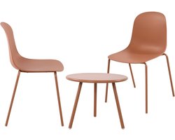 CLP Mindin tuinset - voor de tuin - loungeset - Set van tafel Minot en 2 x stoel Hardin - UV-bestendig - Tuinmeubelen - terracotta