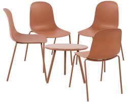 CLP Mindin tuinset - voor de tuin - loungeset - Set van tafel Minot en 4 x stoel Hardin - UV-bestendig - Tuinmeubelen - terracotta