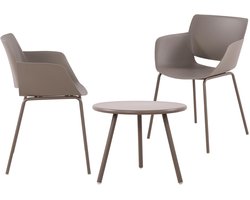 CLP Minota Tuinset - Set van Minot tafel en Alpena stoelen - weerbestendig - UV-bestendig - taupe 2 stoelen