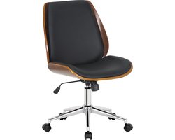CLP Mitch Bureaustoel - ergonomisch - voor volwassenen - houten afwerking - zonder armleuning - Kunstleer - walnoot/zwart