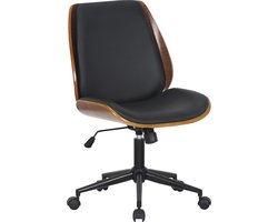 CLP Mitch Bureaustoel - ergonomisch - voor volwassenen - houten afwerking - zonder armleuning - Kunstleer - walnoot/zwart