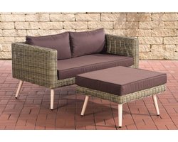 CLP Molde - 2-zitsbank - met voetenbank - natura 5 mm rond polyrattan terrabruin 40 cm (Hellbraun)