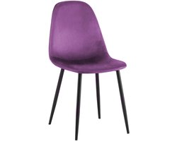 CLP Napier Eetkamerstoel - Modern Design - Zonder armleuning - Metalen Onderstel - Comfortabele Rugleuning - Max. 150 kg - Fluweel/purper