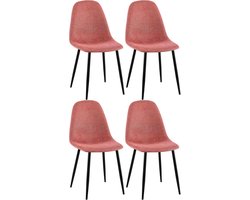 CLP Napier Set van 4 eetkamerstoelen - Modern Design - Zonder armleuning - Metalen Onderstel - Comfortabele Rugleuning - Max.150 kg - Stof/oranje