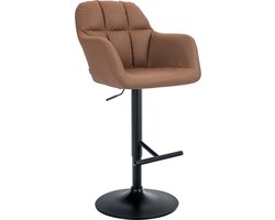 CLP Natoma Barkruk - Met rugleuning - Verstelbaar - Met voetensteun - Kunstleer - Metaal mat zwart licht bruin