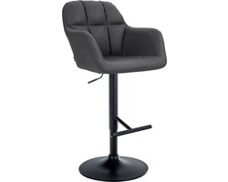 CLP Natoma Barkruk - Met rugleuning - Verstelbaar - Met voetensteun - Kunstleer - Metaal mat zwart zwart