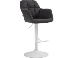 CLP Natoma Barkruk - Met rugleuning - Verstelbaar - Met voetensteun - Stof - Metaal mat wit zwart