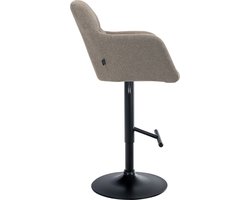 CLP Natoma Barkruk - Met rugleuning - Verstelbaar - Met voetensteun - Stof - Metaal mat zwart taupe