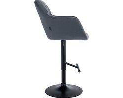 CLP Natoma Barkruk - Met rugleuning - Verstelbaar - Met voetensteun - Velvet - Fluweel - Metaal mat zwart donkergrijs