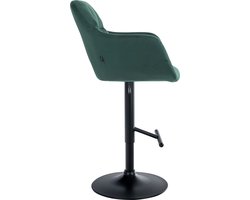 CLP Natoma Barkruk - Met rugleuning - Verstelbaar - Met voetensteun - Velvet - Fluweel - Metaal mat zwart groen