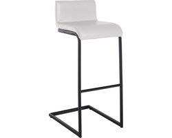 CLP Newport Barkruk - met rugleuning - met zwart roestvrijstalen frame - voetensteun - zwart/wit