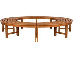 CLP Nila halfrond tuinbankje - boombank - weerbestendig - zonder rugleuning - 360 graden - diameter 250 cm - teak - bruin