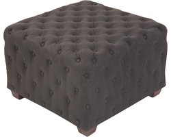 CLP Nimes Hocker Poef - Vierkant - Stof - donkergrijs