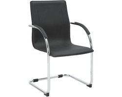 CLP Noeleen Sledestoel - Eetkamerstoel - Met armleuningen - Chroom frame - Comfortvulling - 150 kg draagkracht - Modern - Kunstleer - Kunstleer (PVC)/zwart
