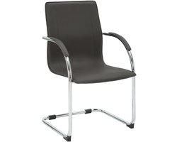 CLP Noeleen Sledestoel - Eetkamerstoel - Met armleuningen - Chroom frame - Comfortvulling - 150 kg draagkracht - Modern - Kunstleer - Kunstleer (PVC)/bruin