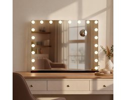 CLP Norlina Make-up spiegel - Cosmetische spiegel - met vergroting - Dimbare LED-verlichting - 3 lichtstanden - zwart met Bluetooth