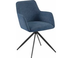 CLP Olema Eetkamerstoel - Draaibaar - Met armleuning - Metalen frame - Stof - blauw