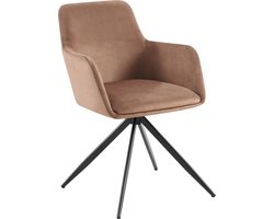 CLP Olema Eetkamerstoel - Draaibaar - Met armleuning - Metalen frame - Velvet - Fluweel - bruin