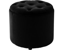 CLP Opberg poef Pantin fluwelen zitkruk gevoerd chesterfield design zwart