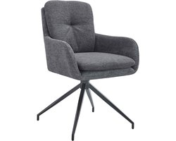 CLP Pickett Eetkamerstoel - met armleuning - klassiek - draaibaar - met rugleuning - stof - Stof/donkergrijs