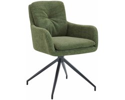 CLP Pickett Eetkamerstoel - met armleuning - klassiek - draaibaar - met rugleuning - stof - Stof/groen