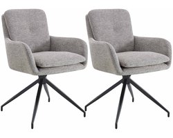 CLP Pickett - Set van 2 Eetkamerstoelen - met armleuning - klassiek - draaibaar - met rugleuning - Stof/taupe