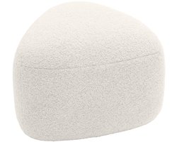 CLP Poef Alfrisa - ovaal - hocker - zitzak - voetenbank - Stabiel houten frame - teddystof - creme