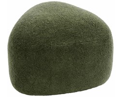 CLP Poef Alfrisa - ovaal - hocker - zitzak - voetenbank - Stabiel houten frame - teddystof - donkergroen