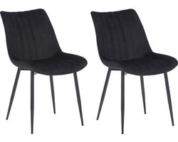 CLP Rahden Set van 2 Eetkamerstoelen - Fluweel zwart