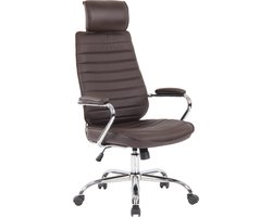 CLP Rako Bureaustoel - Ergonomisch - Voor volwassenen - Met armleuningen - Echt Leder - bruin