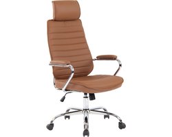 CLP Rako Bureaustoel - Ergonomisch - Voor volwassenen - Met armleuningen - Echt Leder - licht bruin