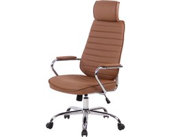 CLP Rako Bureaustoel - Ergonomisch - Voor volwassenen - Met armleuningen - Kunstleer - licht bruin