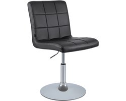 CLP Ricky Eetkamerstoel - Draaibaar & in Hoogte Verstelbaar - Chroom Onderstel - Modern Design - Kunstleer/zwart