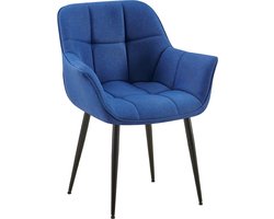 CLP Roseville Eetkamerstoel - Met armleuningen - Klassiek - blauw Stof