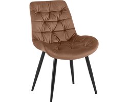 CLP Rossford Eetkamerstoel - klassiek - met rugleuning - velvet - fluweel - Fluweel/bruin