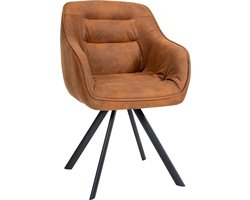 CLP Russe Eetkamerstoel - Met armleuning - Draaibaar - licht bruin Vintage stof