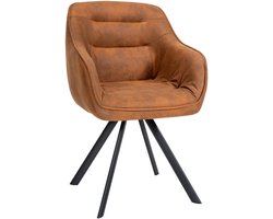 CLP Russel Eetkamerstoel - draaibaar - met armleuning - Vintage stof/licht bruin