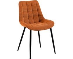 CLP Sardna Eetkamerstoel - klassiek - metalen frame - corduroy - Ribstof/oranje