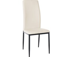CLP Savino Eetkamerstoel - Zonder armleuning - Fauteuil - Metalen onderstel - creme Kunstleer