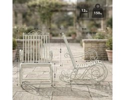 CLP Schommelstoel Relaxstoel Smilla, weerbestendig voor de tuin, metalen frame antiek/wit