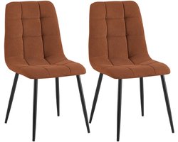CLP Set van 2 Eetkamerstoelen Tilde - Gestoffeerd - Metalen Onderstel - belastbaar tot 150 kg - Ribstof/oranje