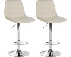 CLP Set van 2 Lex barkrukken met kunstlederen bekleding Metaal in chroomoptiek creme