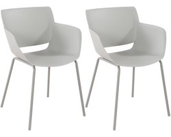 CLP Set van 2 Tuinstoelen Alpena - Met Armleuningen - Weerbestendig - Kunststof/licht grijs