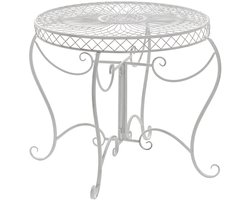 CLP Sheela - ronde tuintafel - Ø 76 cm - metaal - antiek/wit