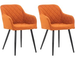 CLP Shila Set van 2 eetkamerstoelen - oranje Stof