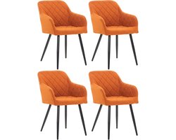CLP Shila Set van 4 Eetkamerstoelen oranje Stof